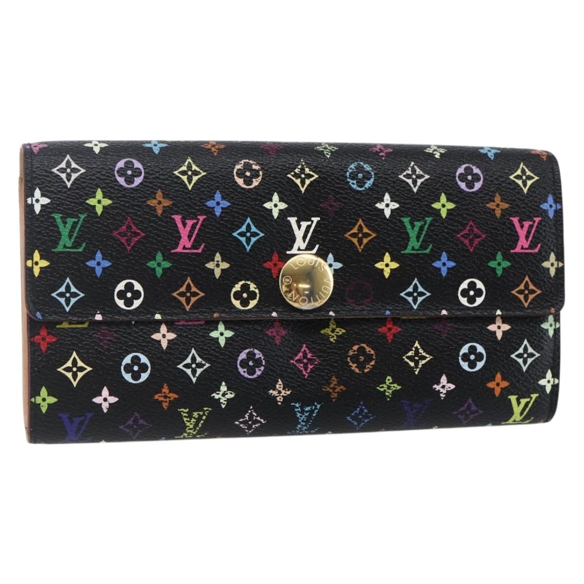 LOUIS VUITTON Multicolor Portefeiulle Sarah Wallet Black M60668 LV Auth 144715