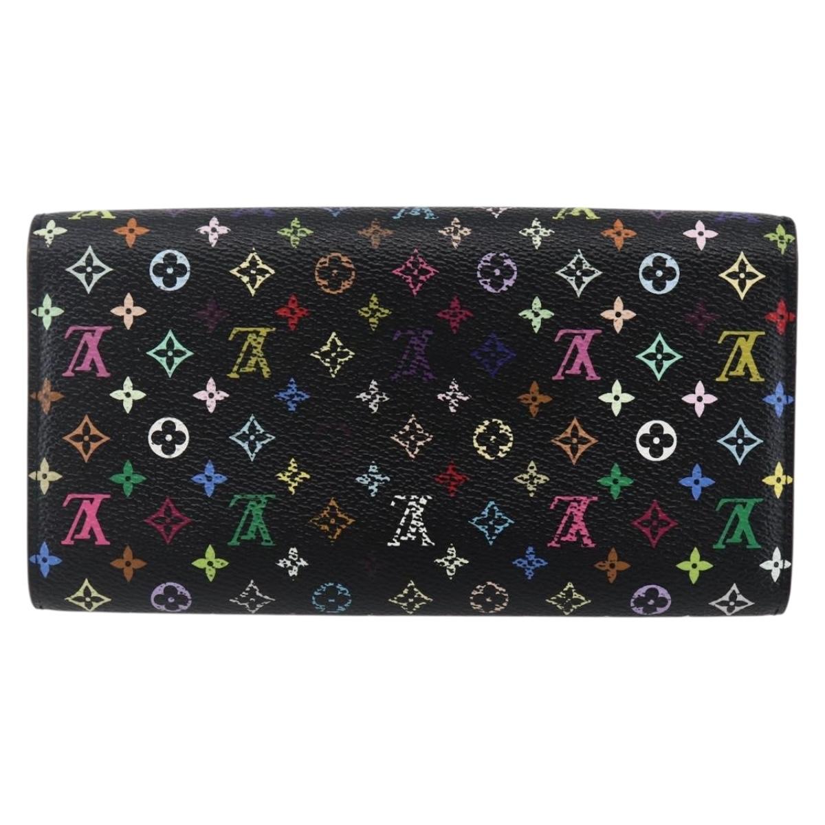LOUIS VUITTON Multicolor Portefeiulle Sarah Wallet Black M60668 LV Auth 144715