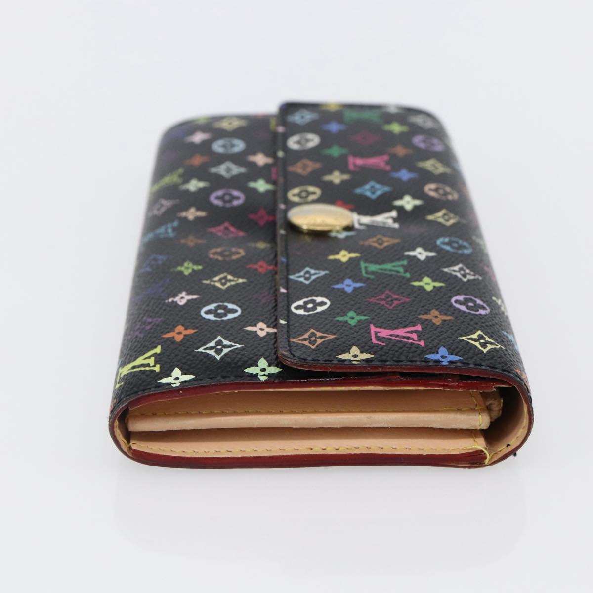 LOUIS VUITTON Multicolor Portefeiulle Sarah Wallet Black M60668 LV Auth 144715