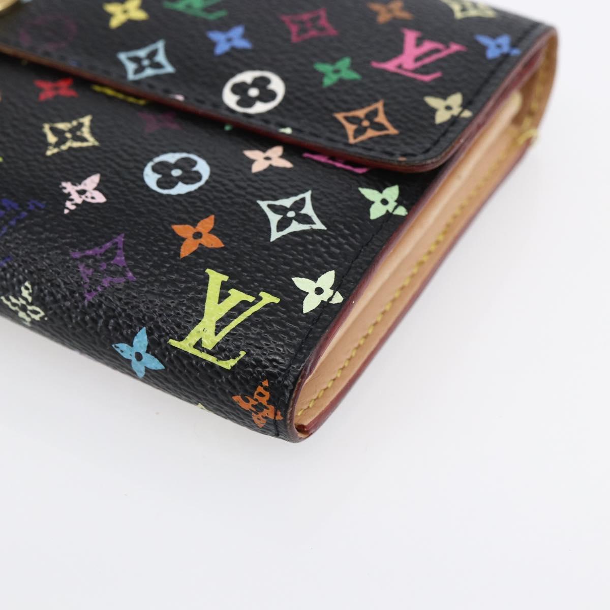 LOUIS VUITTON Multicolor Portefeiulle Sarah Wallet Black M60668 LV Auth 144715