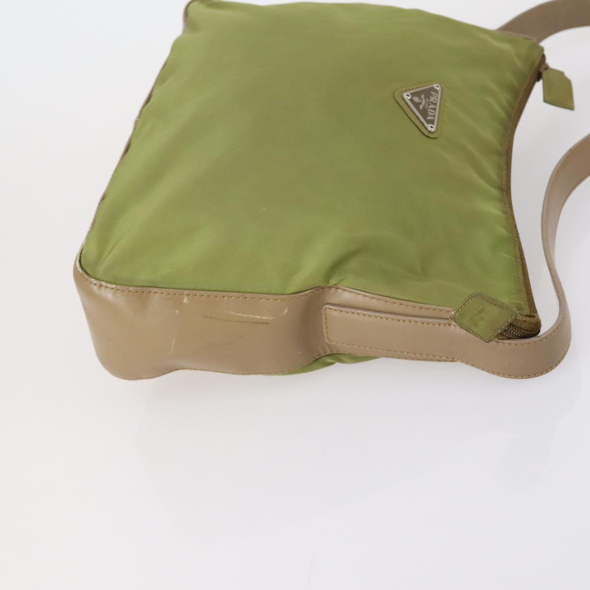 PRADA Pouch Bag Nylon 3Set Green Khaki Light green Auth 144723