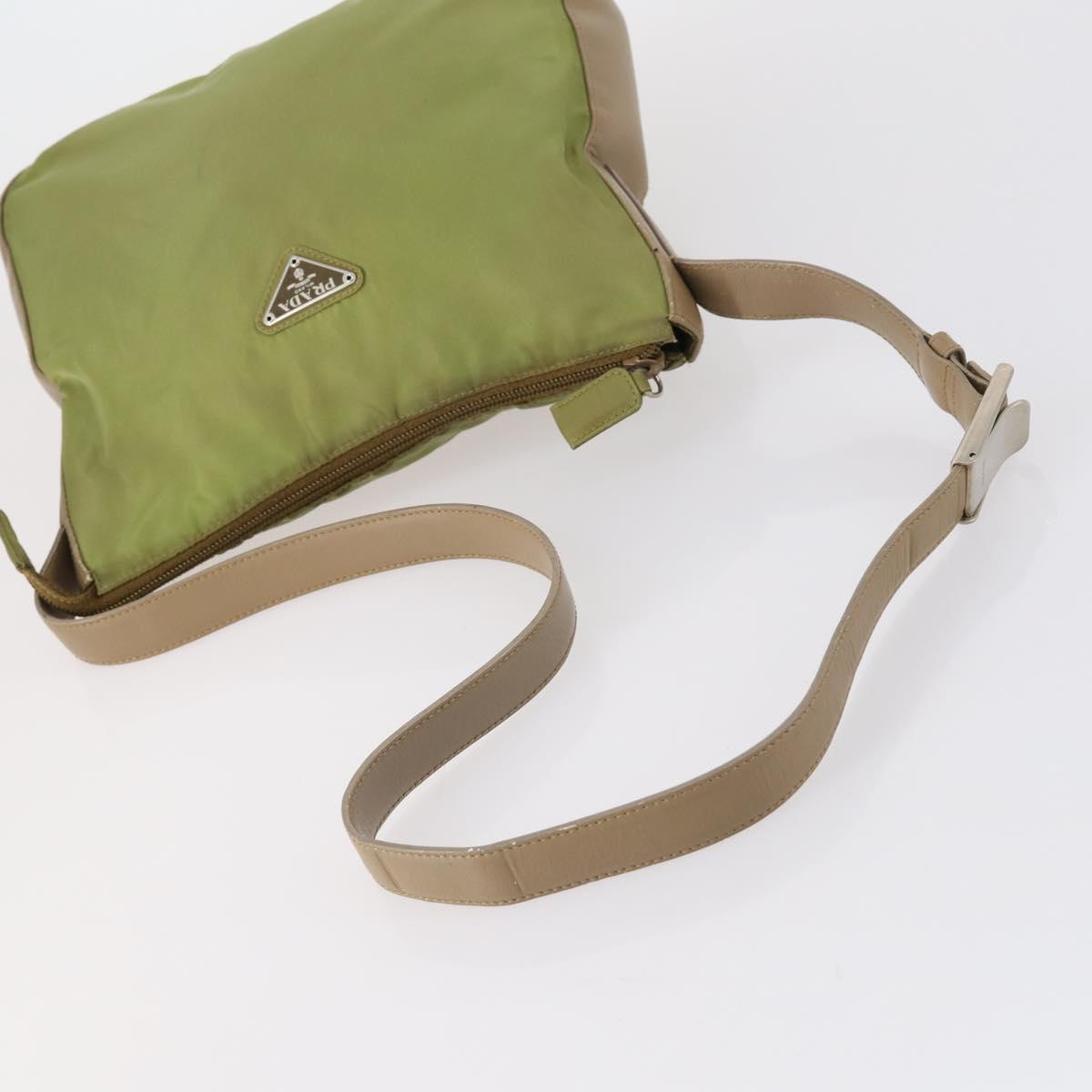 PRADA Pouch Bag Nylon 3Set Green Khaki Light green Auth 144723