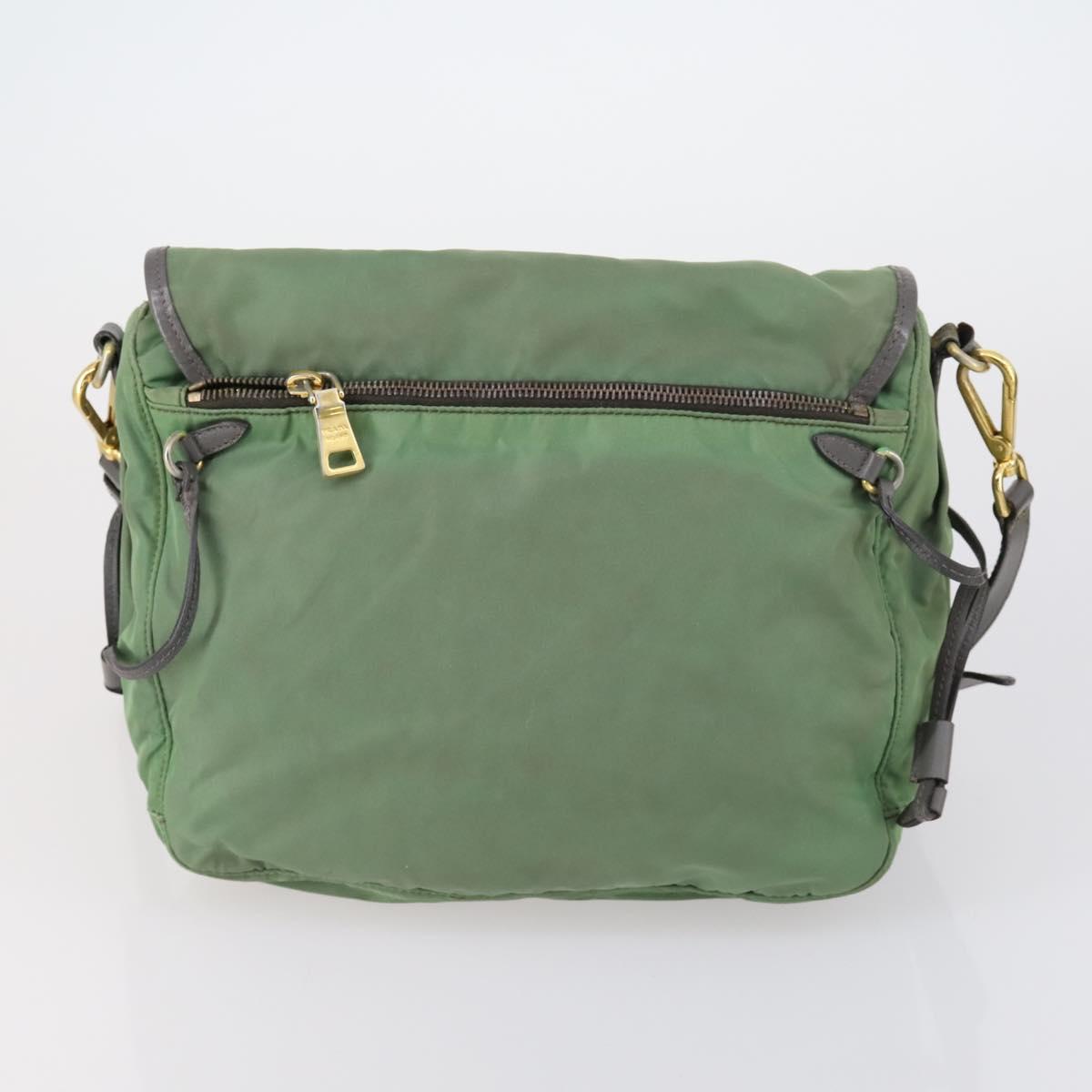 PRADA Pouch Bag Nylon 3Set Green Khaki Light green Auth 144723