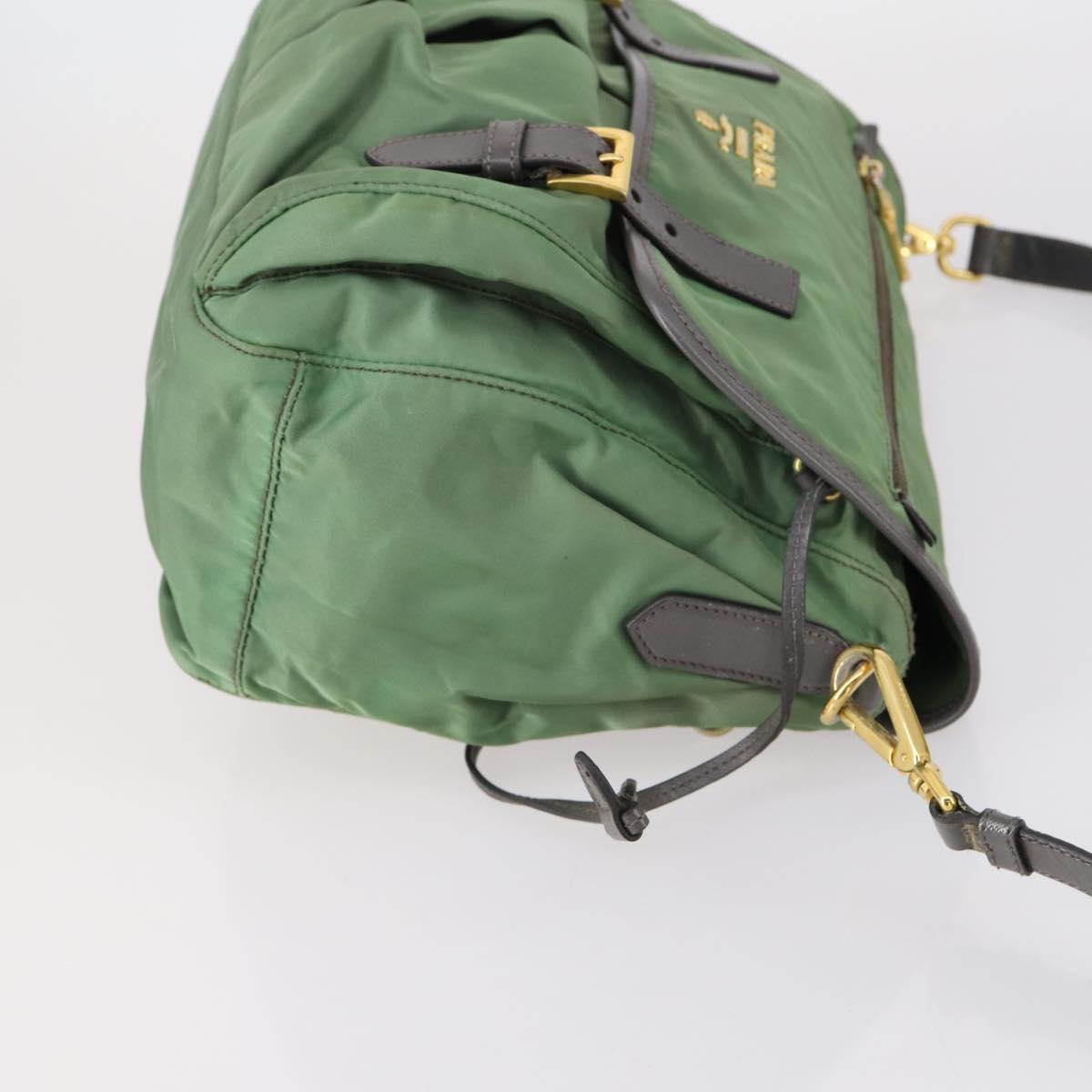 PRADA Pouch Bag Nylon 3Set Green Khaki Light green Auth 144723