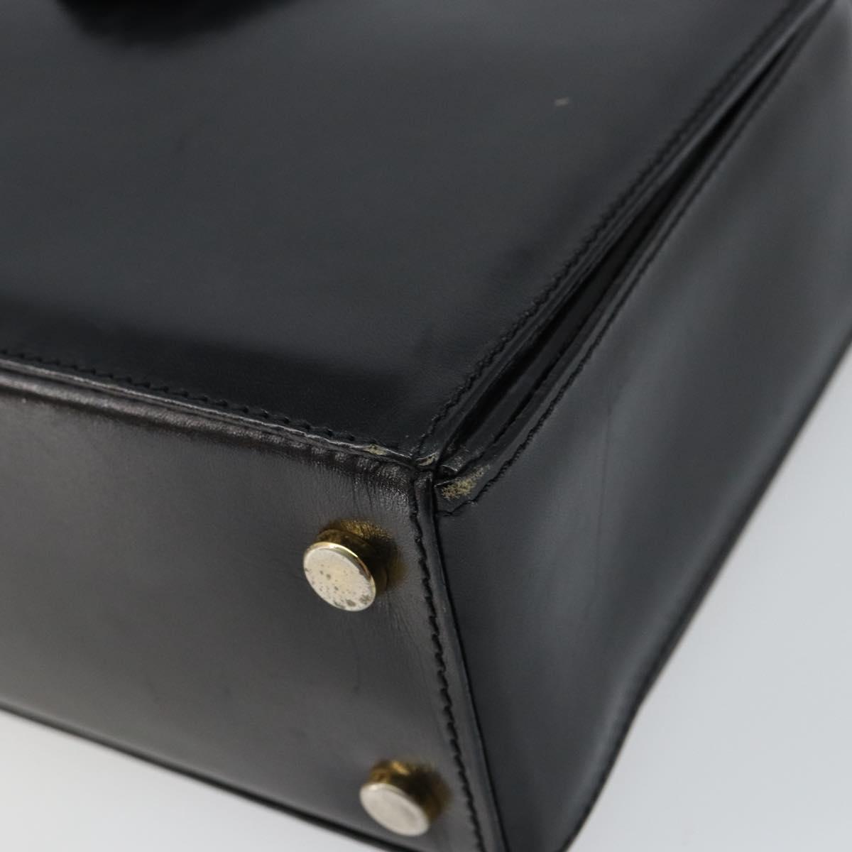 CELINE Hand Bag Leather Black Gold Auth 144782