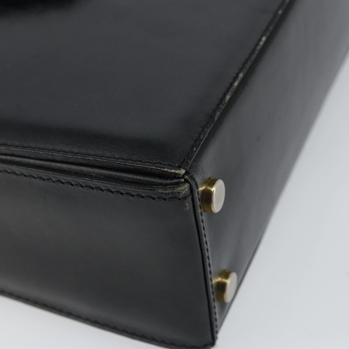 CELINE Hand Bag Leather Black Gold Auth 144782