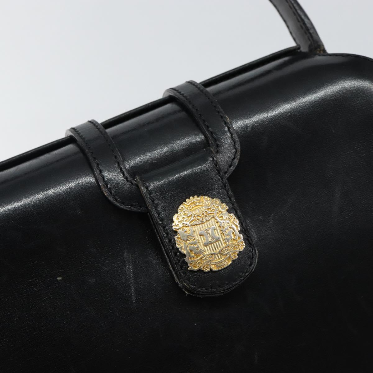 CELINE Hand Bag Leather Black Gold Auth 144782