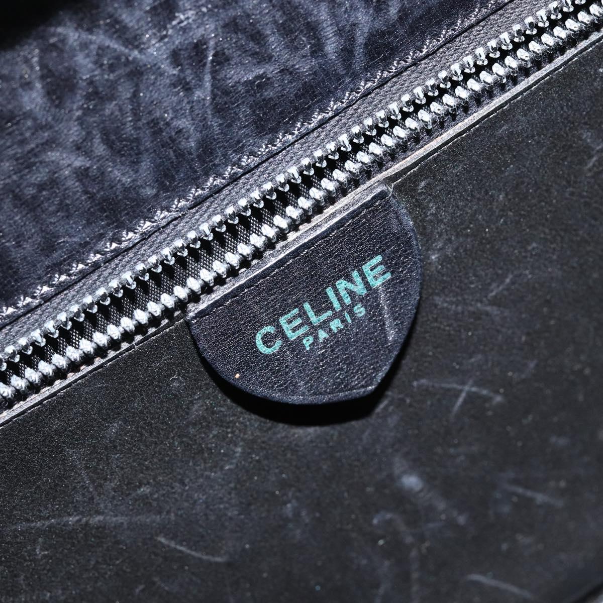 CELINE Hand Bag Leather Black Gold Auth 144782