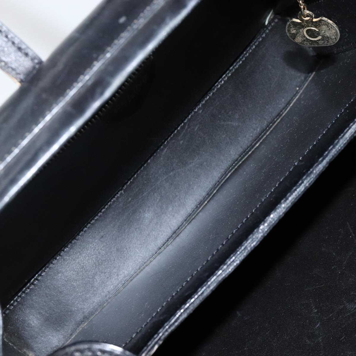 CELINE Hand Bag Leather Black Gold Auth 144782