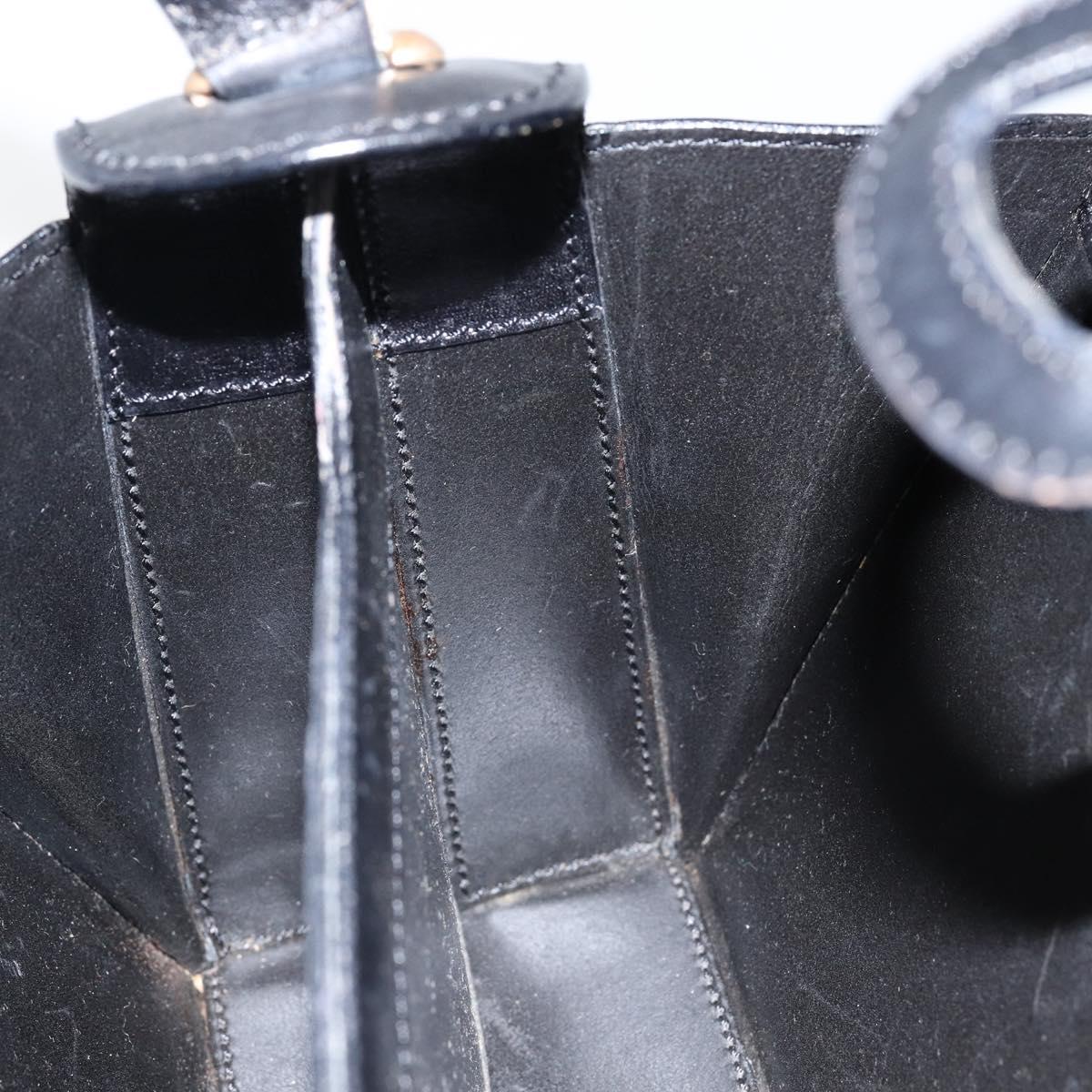 CELINE Hand Bag Leather Black Gold Auth 144782