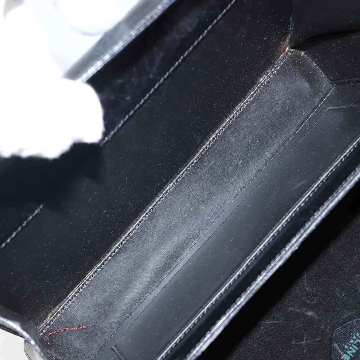 CELINE Hand Bag Leather Black Gold Auth 144782