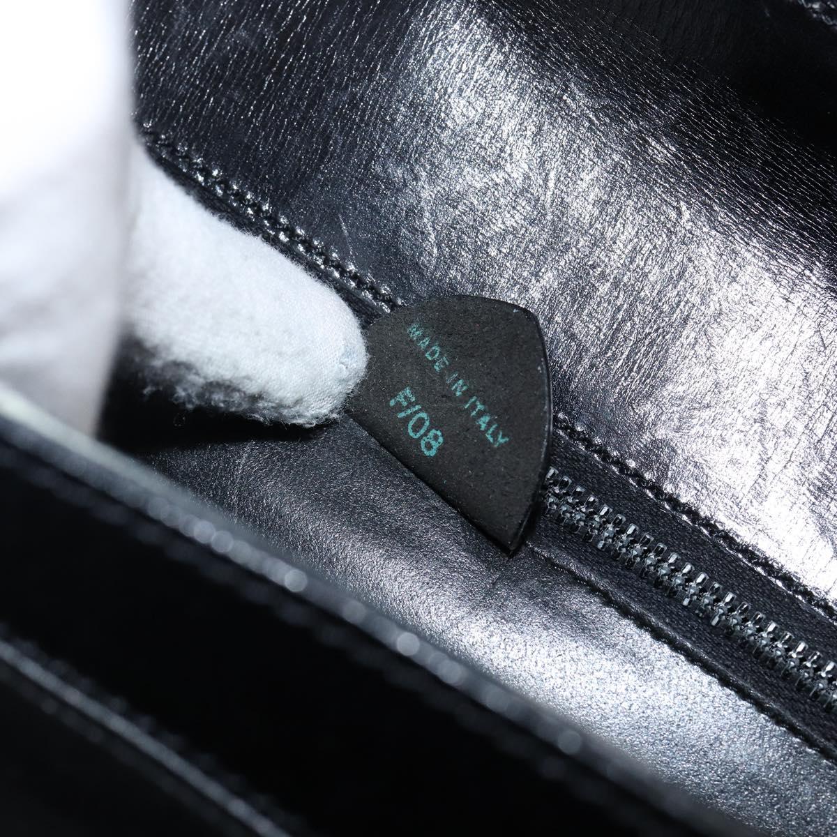 CELINE Hand Bag Leather Black Gold Auth 144782