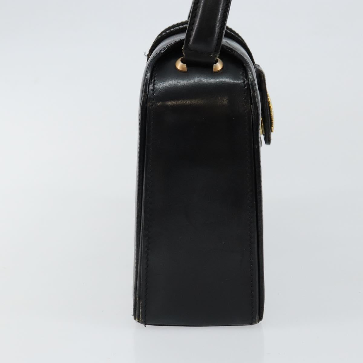CELINE Hand Bag Leather Black Gold Auth 144782