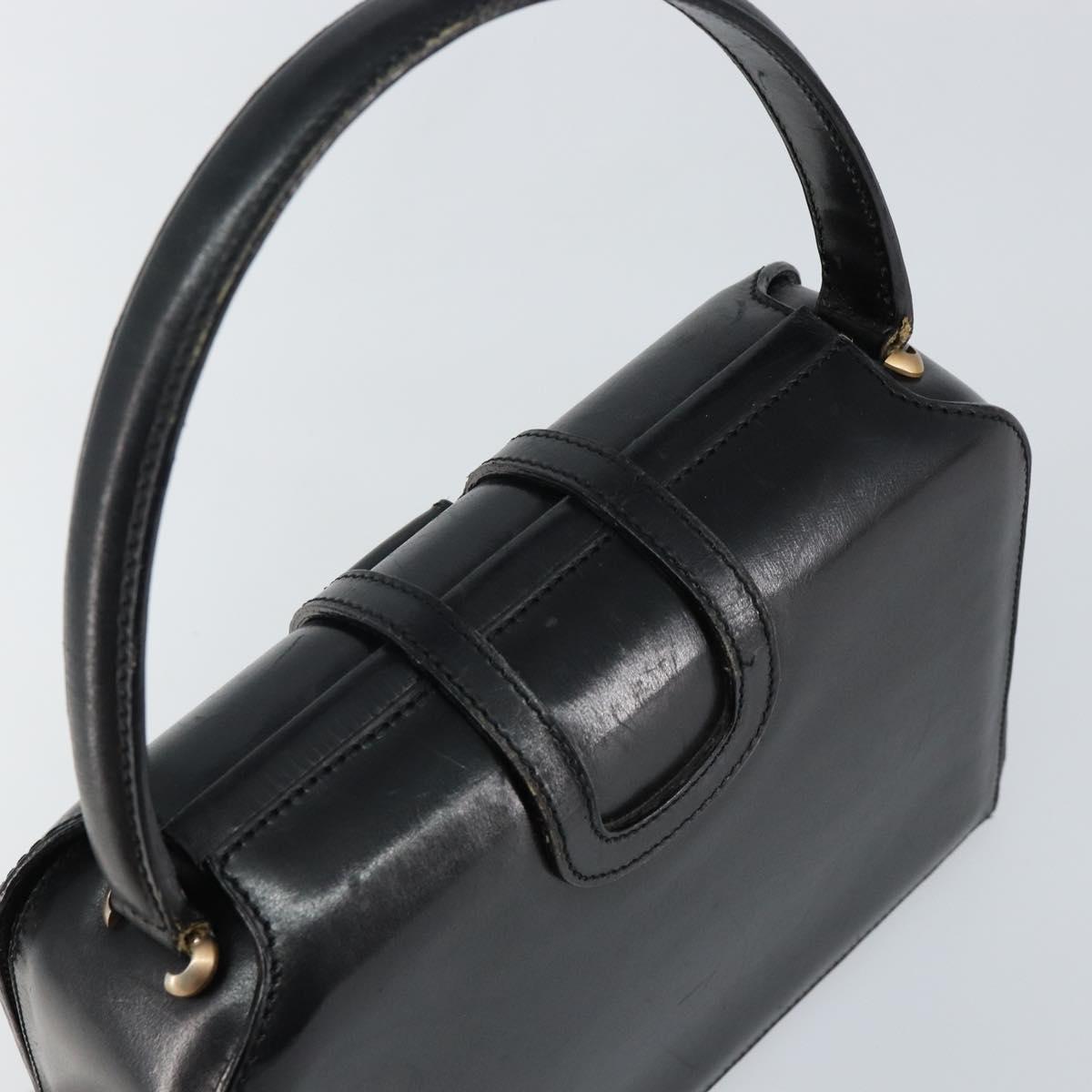 CELINE Hand Bag Leather Black Gold Auth 144782