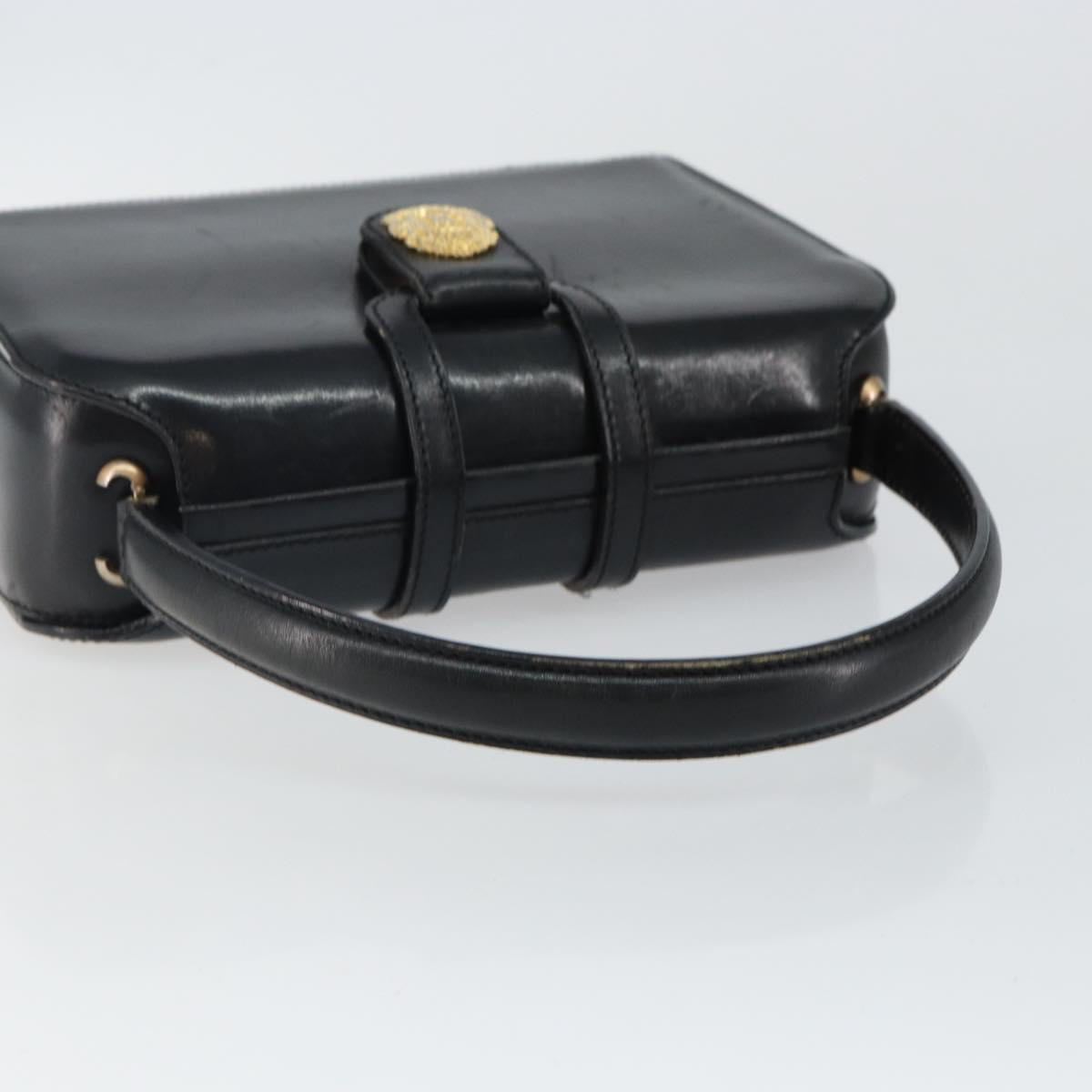 CELINE Hand Bag Leather Black Gold Auth 144782