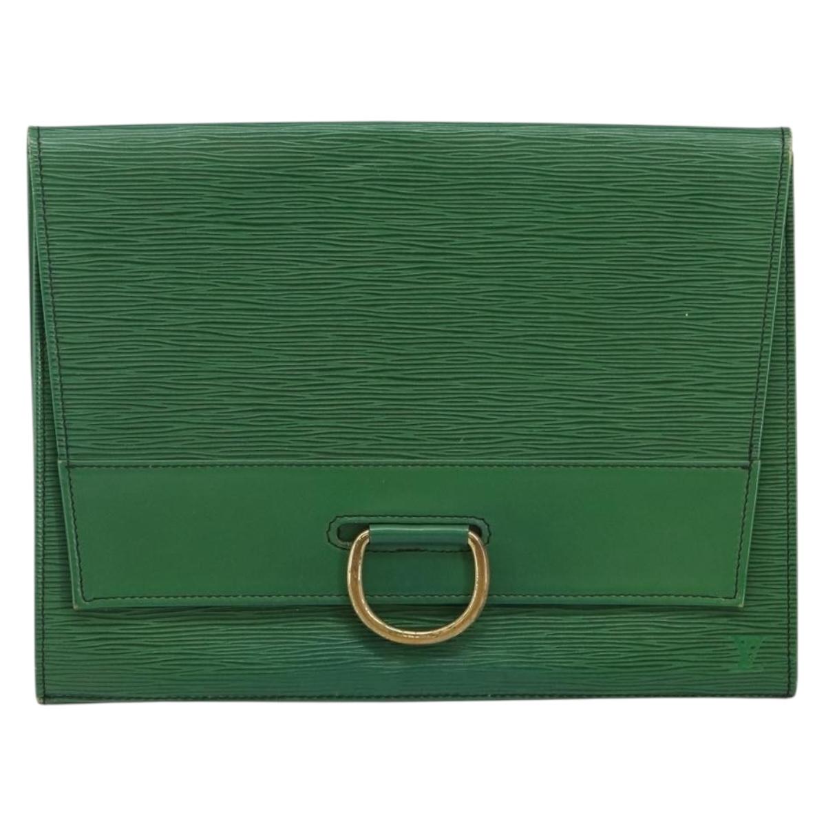 LOUIS VUITTON Epi Jena Clutch Bag Green M52724 LV Auth 144783