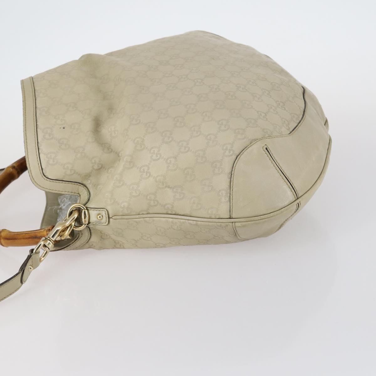 GUCCI Bamboo GG Canvas Guccissima Hand Bag Leather 2way Beige Gold Auth 144806