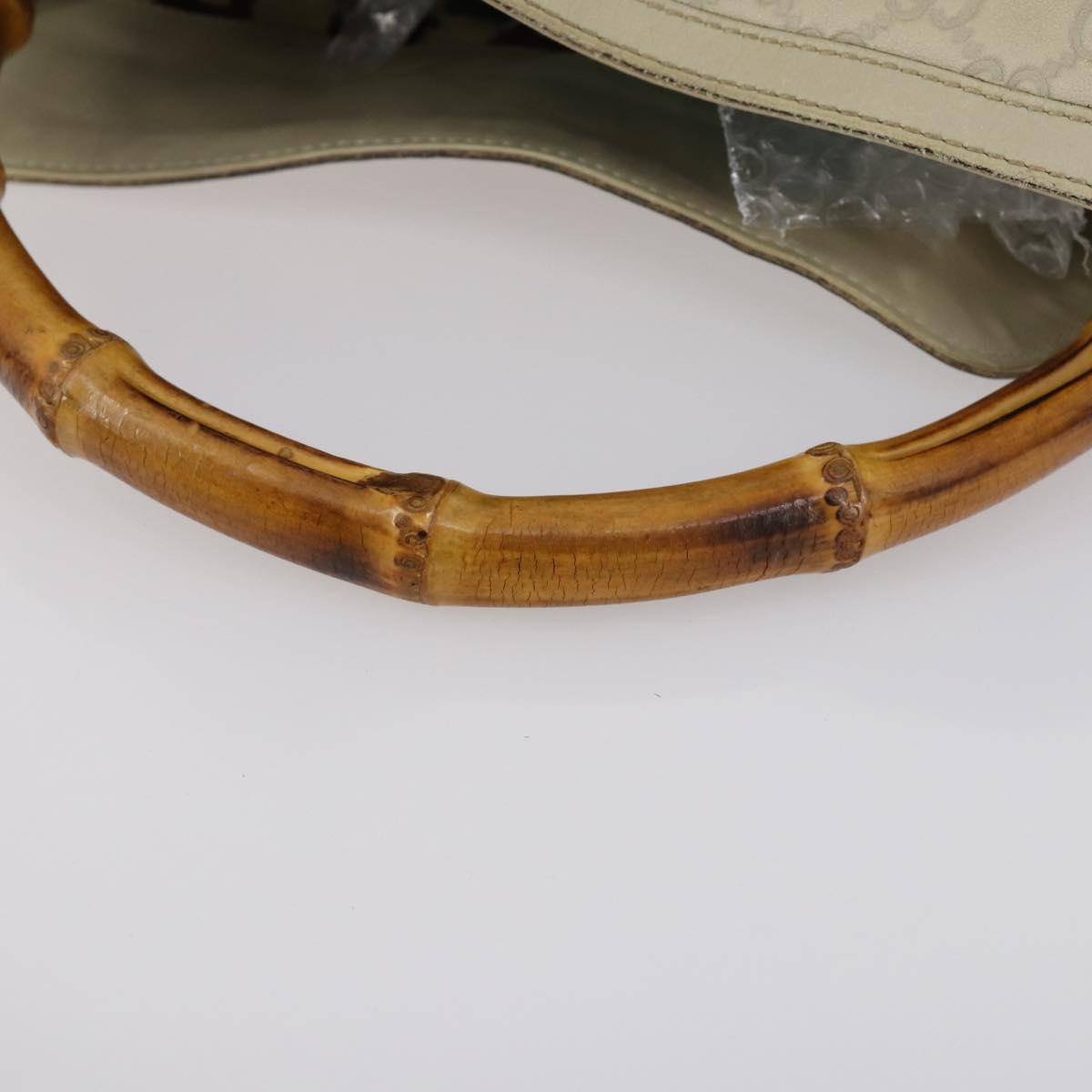 GUCCI Bamboo GG Canvas Guccissima Hand Bag Leather 2way Beige Gold Auth 144806