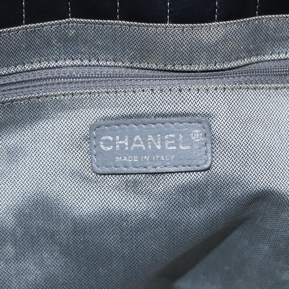 CHANEL New Mademoiselle Chain Tote Bag Leather Black Silver CC Auth 144808