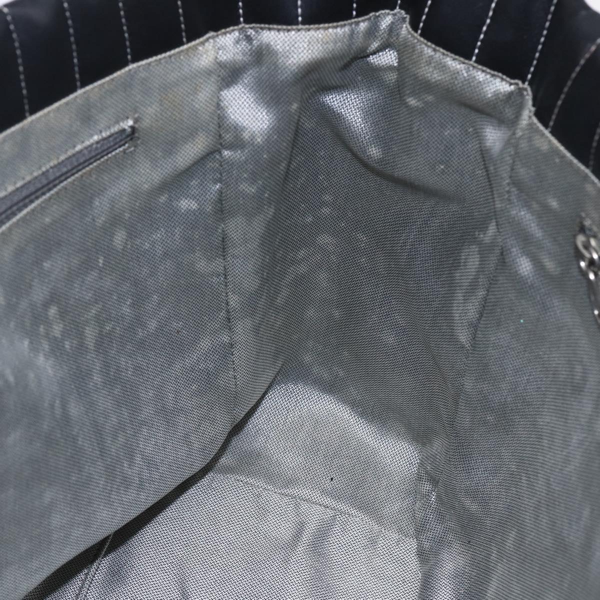 CHANEL New Mademoiselle Chain Tote Bag Leather Black Silver CC Auth 144808