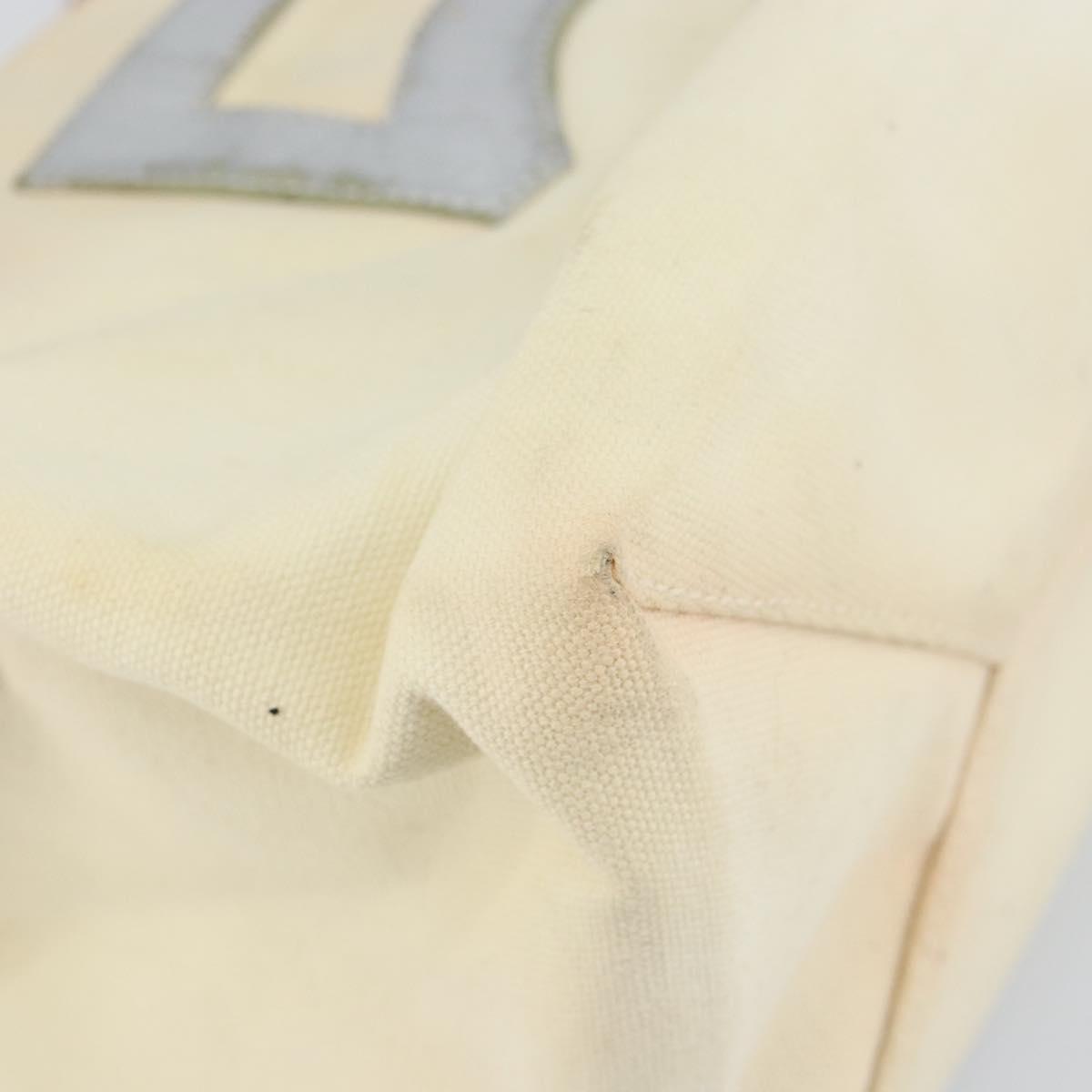 CHANEL Chain Tote Bag No5 Canvas Beige Silver CC Auth 144809