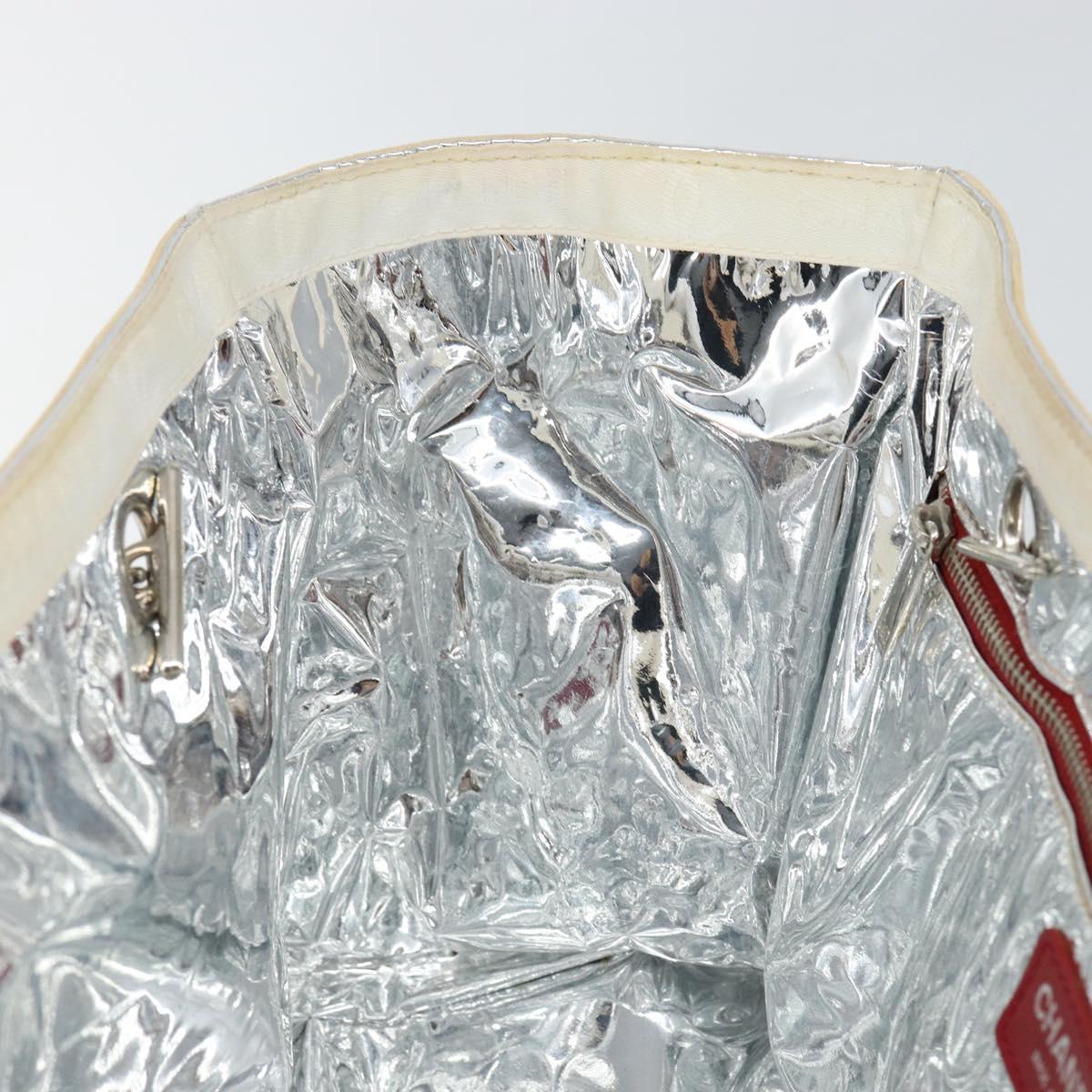 CHANEL Chain Tote Bag No5 Canvas Beige Silver CC Auth 144809