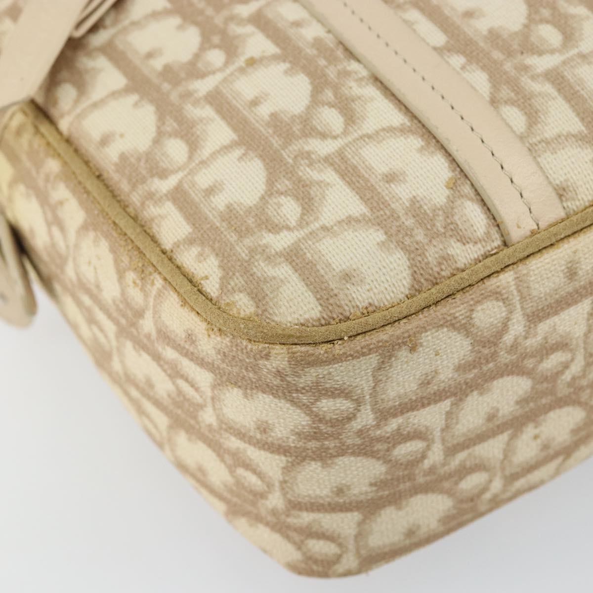 Christian Dior Trotter Canvas Romantic Chain Hand Bag PVC Beige Auth 144811