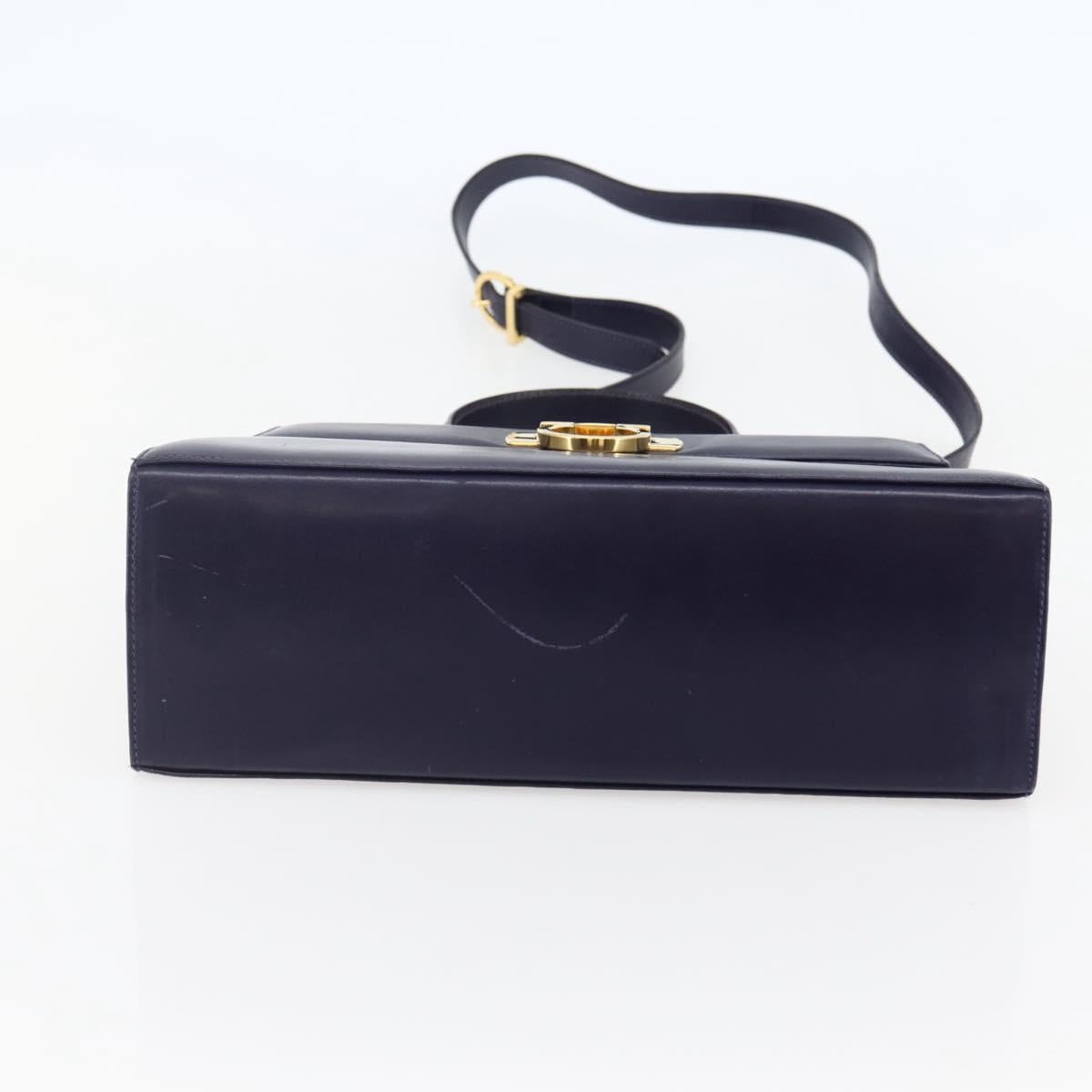 Salvatore Ferragamo Gancini Hand Bag Leather 2way Purple Gold Auth 144813