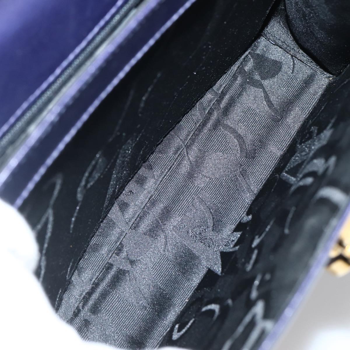 Salvatore Ferragamo Gancini Hand Bag Leather 2way Purple Gold Auth 144813