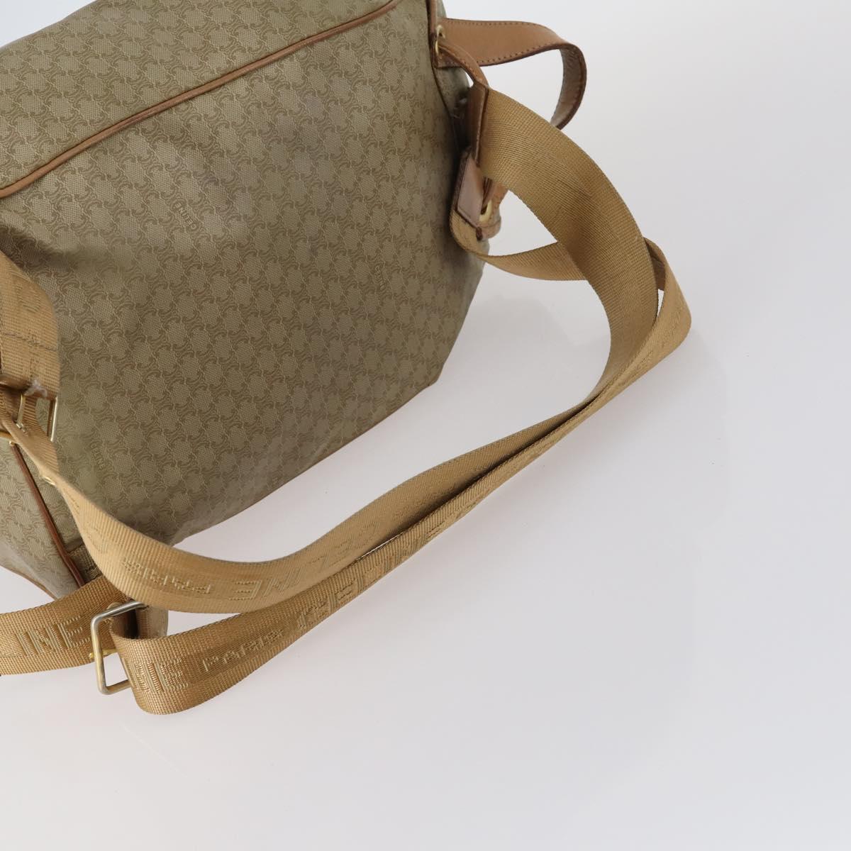 CELINE Macadam Canvas Backpack PVC Leather Beige Gold Auth 144815