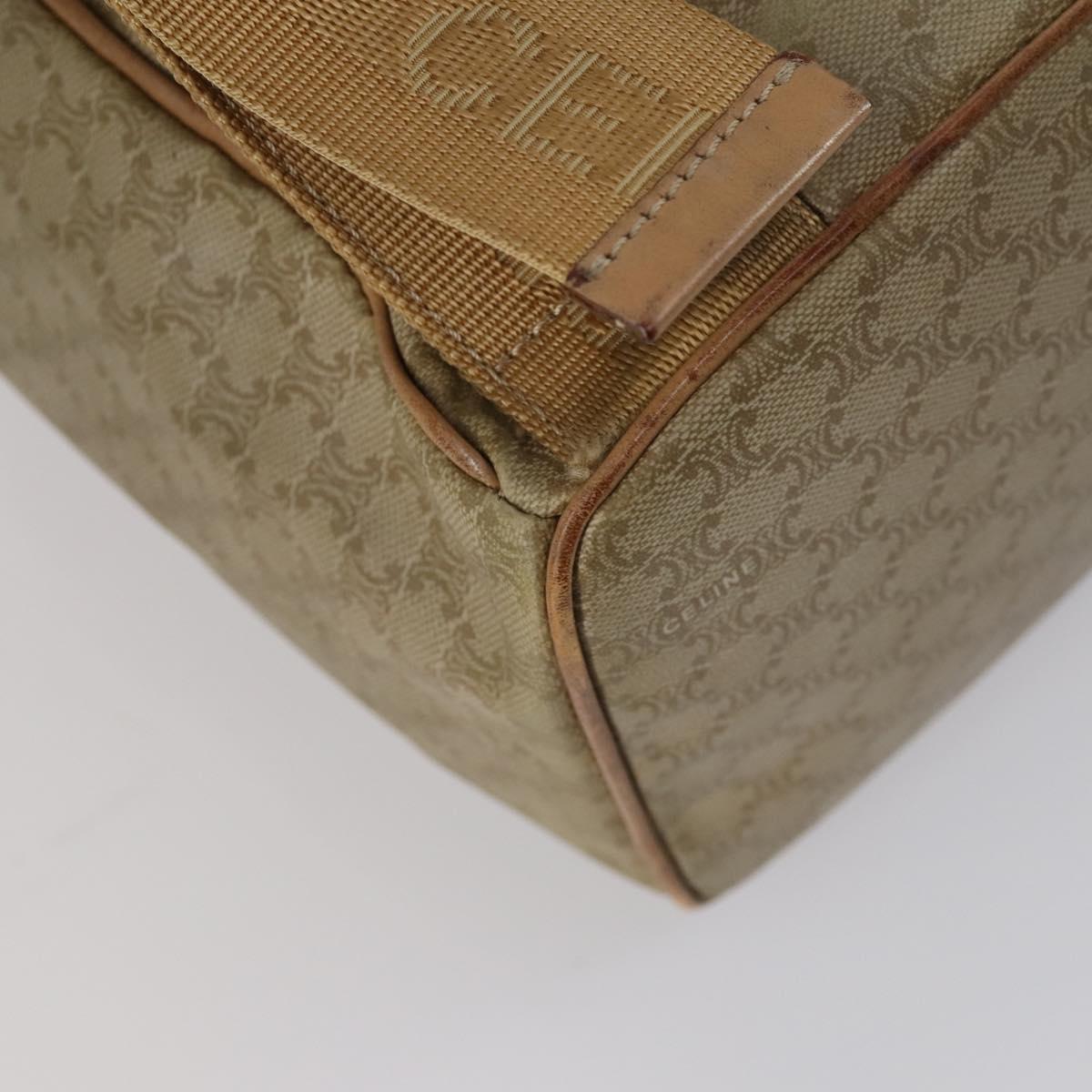 CELINE Macadam Canvas Backpack PVC Leather Beige Gold Auth 144815