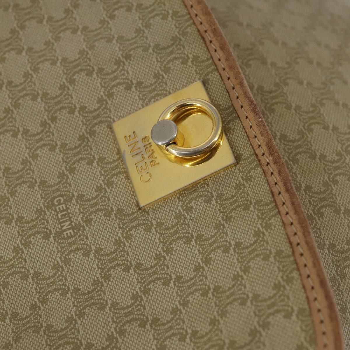 CELINE Macadam Canvas Backpack PVC Leather Beige Gold Auth 144815