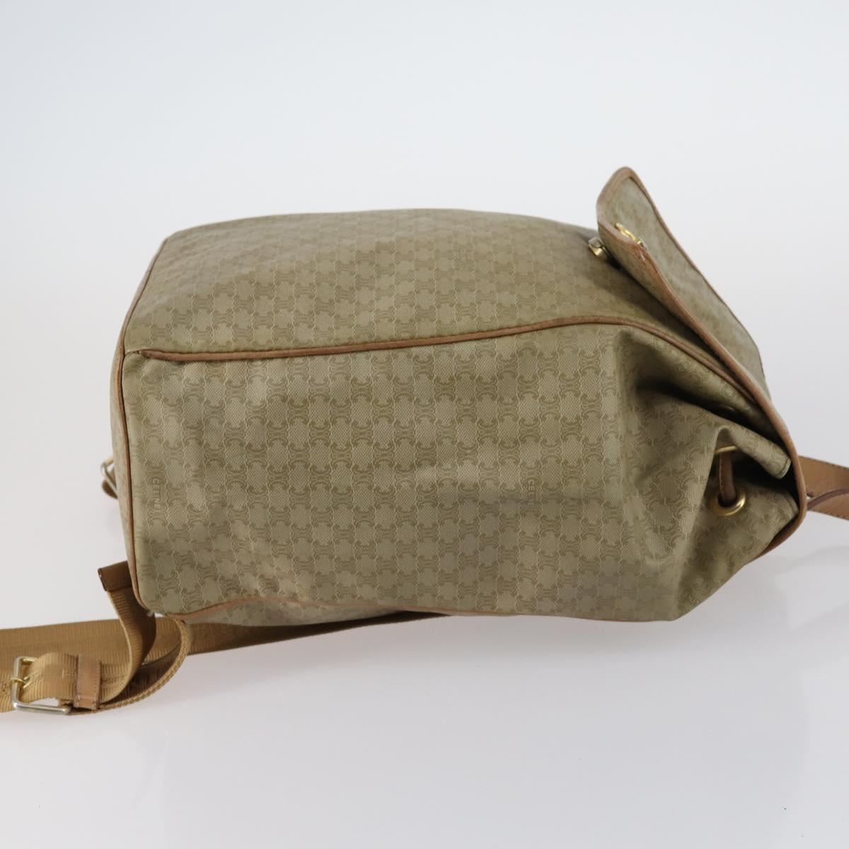 CELINE Macadam Canvas Backpack PVC Leather Beige Gold Auth 144815