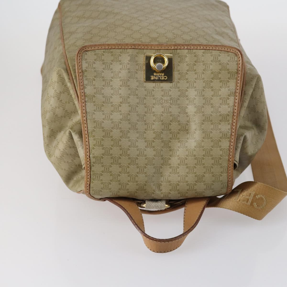 CELINE Macadam Canvas Backpack PVC Leather Beige Gold Auth 144815