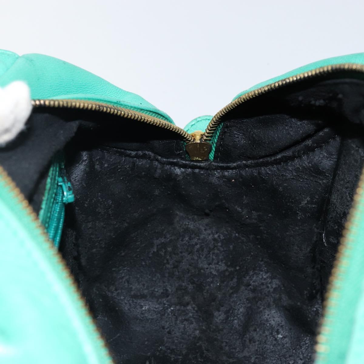 Christian Dior Hand Bag Leather Green Gold Auth 144817