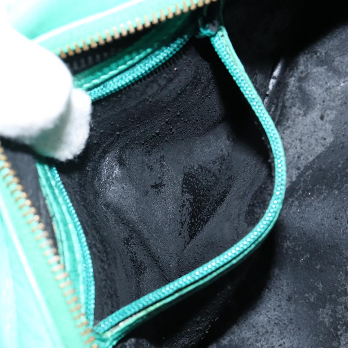 Christian Dior Hand Bag Leather Green Gold Auth 144817