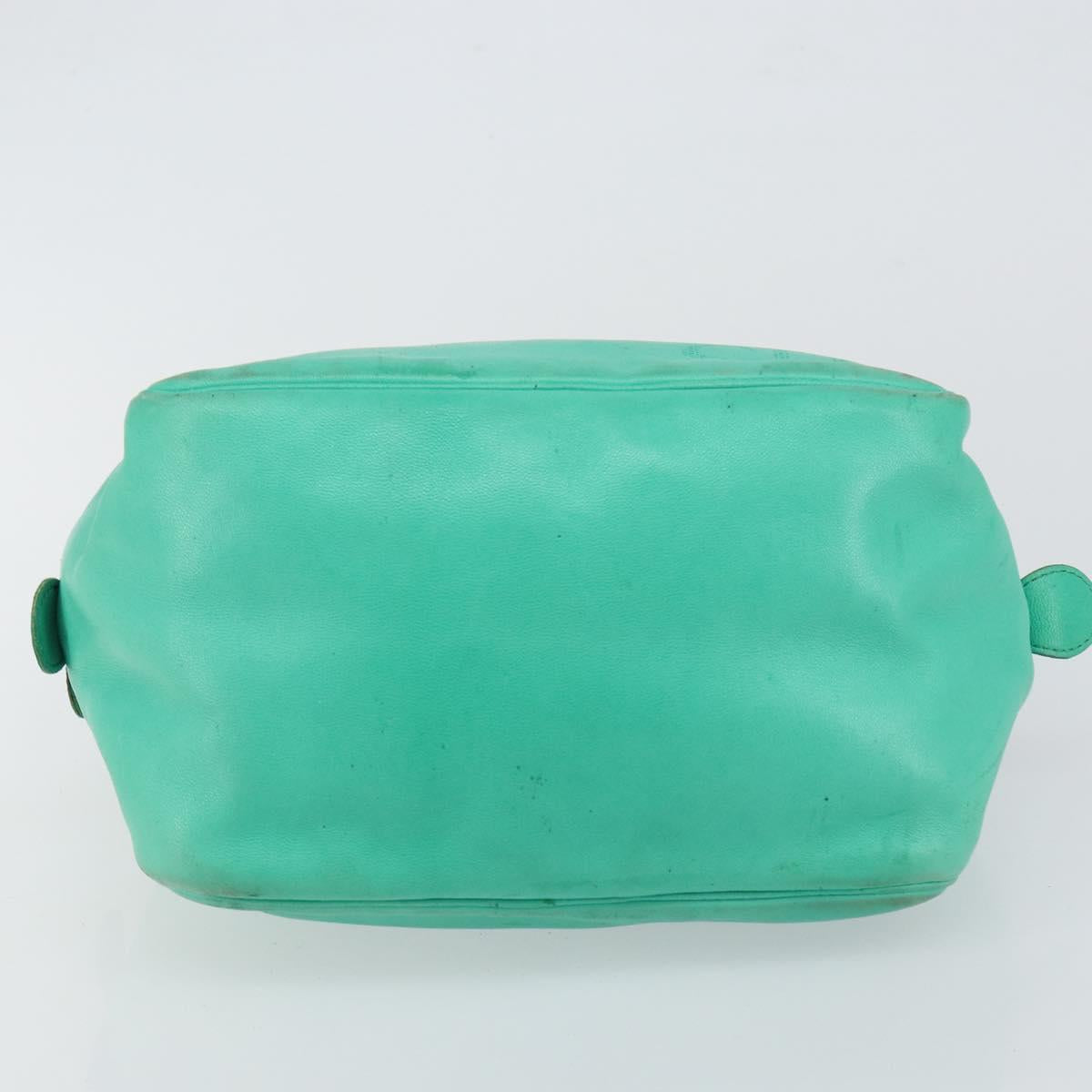 Christian Dior Hand Bag Leather Green Gold Auth 144817