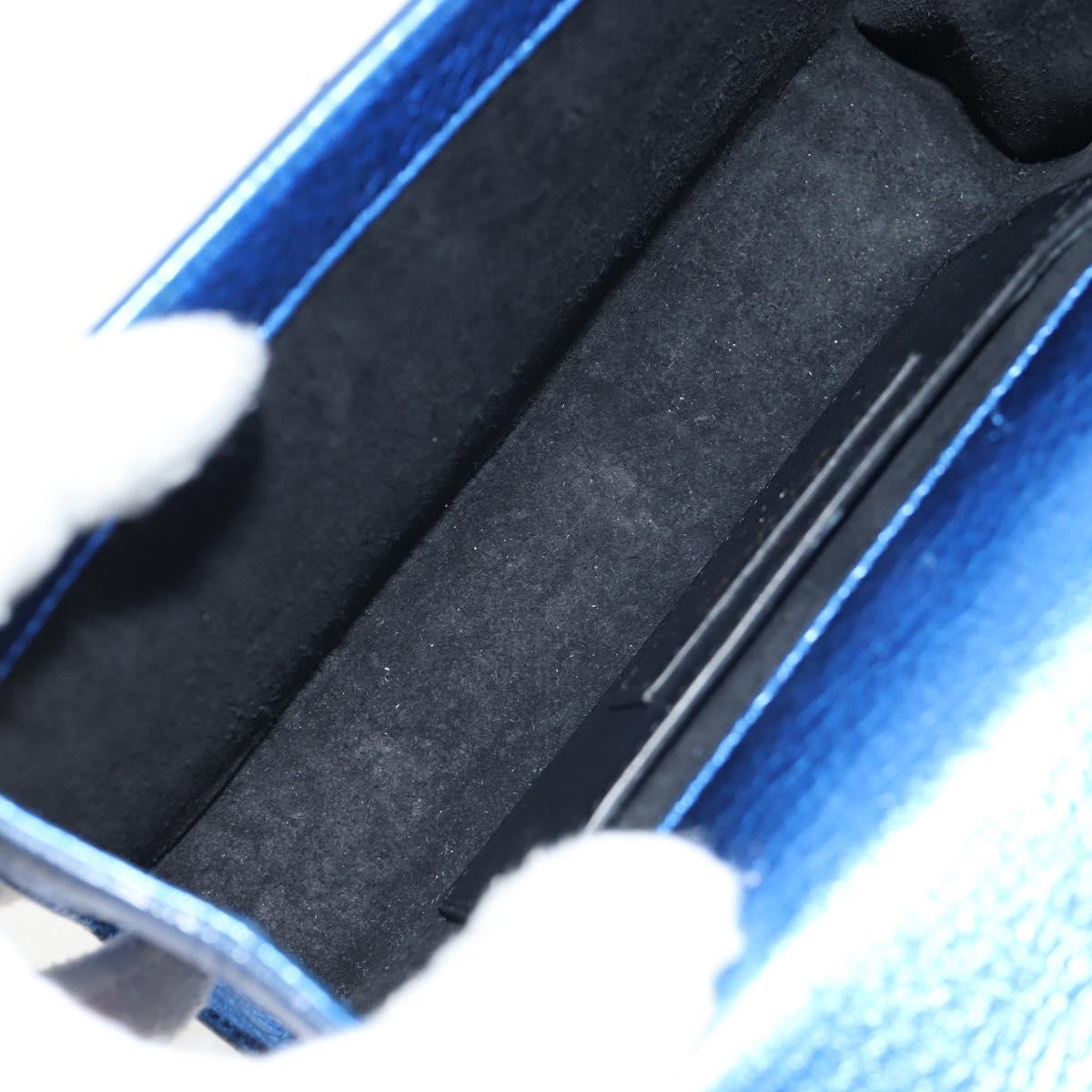 SAINT LAURENT Chain Kate Small Shoulder Bag Leather Blue Gold Auth 144825AV