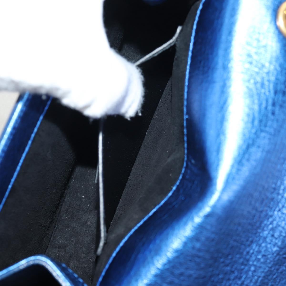 SAINT LAURENT Chain Kate Small Shoulder Bag Leather Blue Gold Auth 144825AV