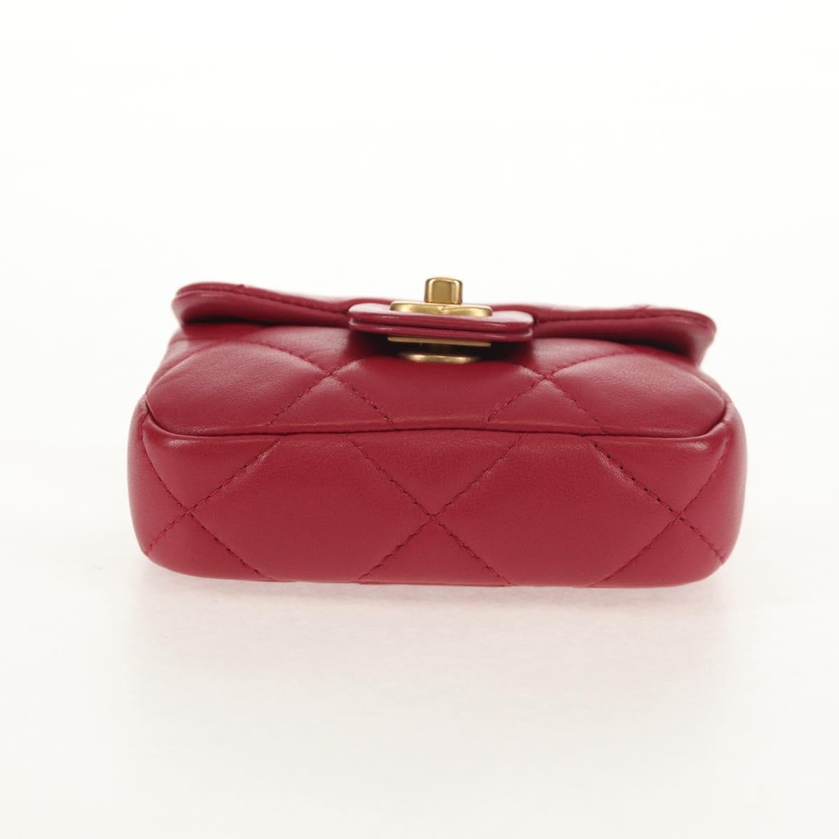 CHANEL Matelasse Chain Shoulder Bag Lamb Skin Pink Gold CC Auth 144828SAM