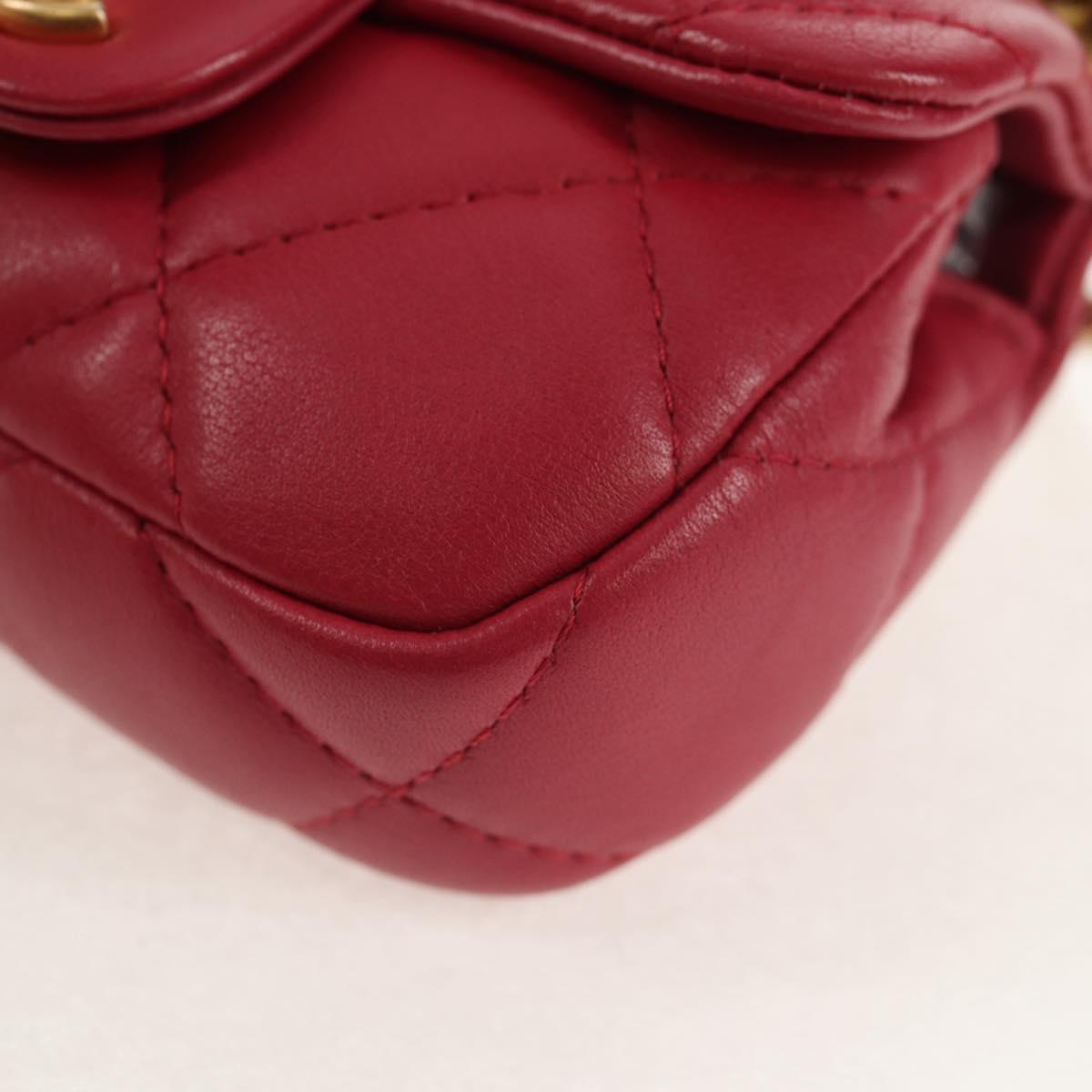 CHANEL Matelasse Chain Shoulder Bag Lamb Skin Pink Gold CC Auth 144828SAM