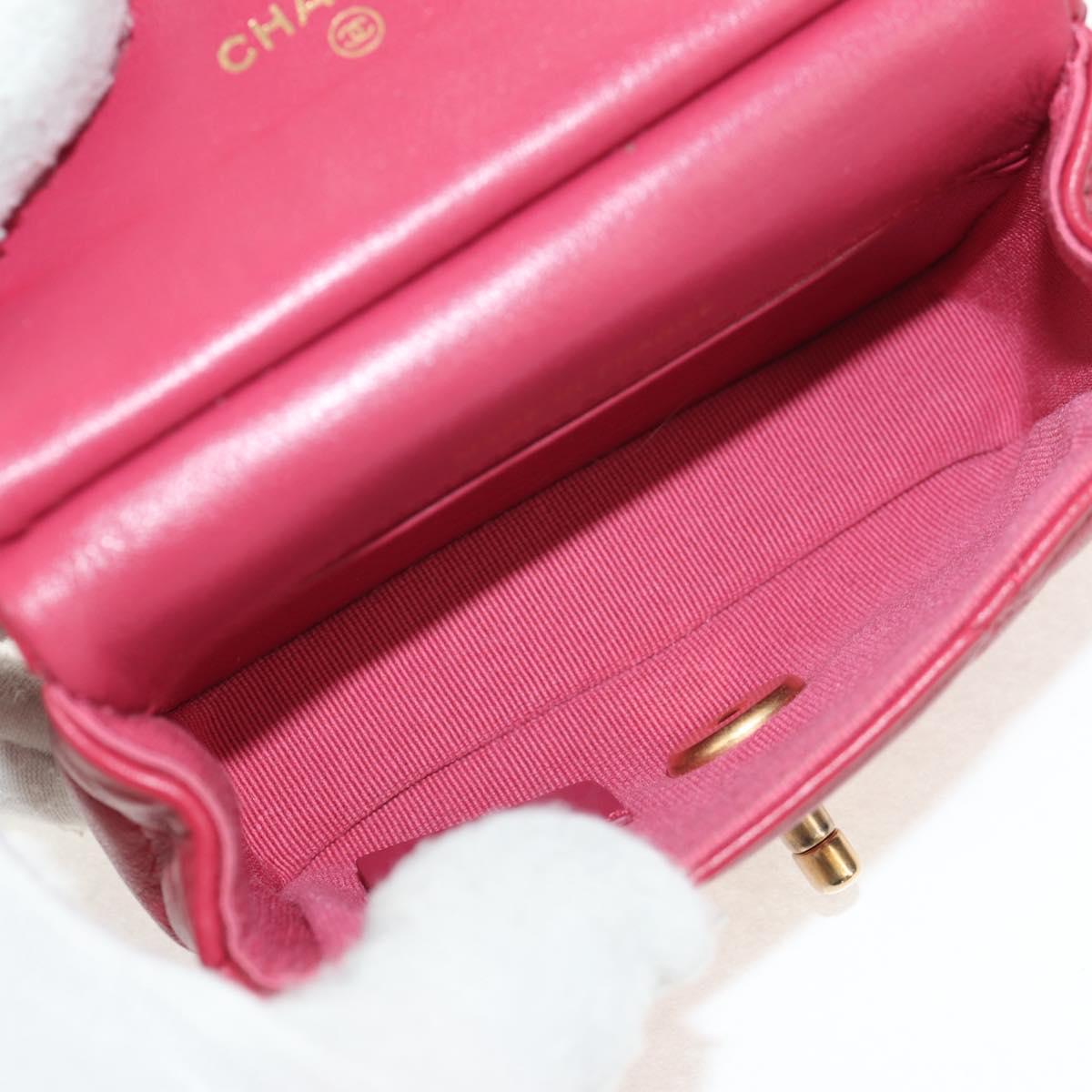 CHANEL Matelasse Chain Shoulder Bag Lamb Skin Pink Gold CC Auth 144828SAM