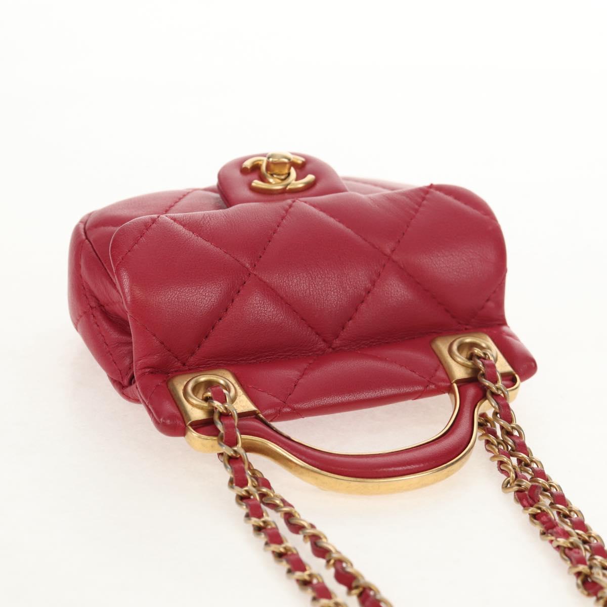 CHANEL Matelasse Chain Shoulder Bag Lamb Skin Pink Gold CC Auth 144828SAM