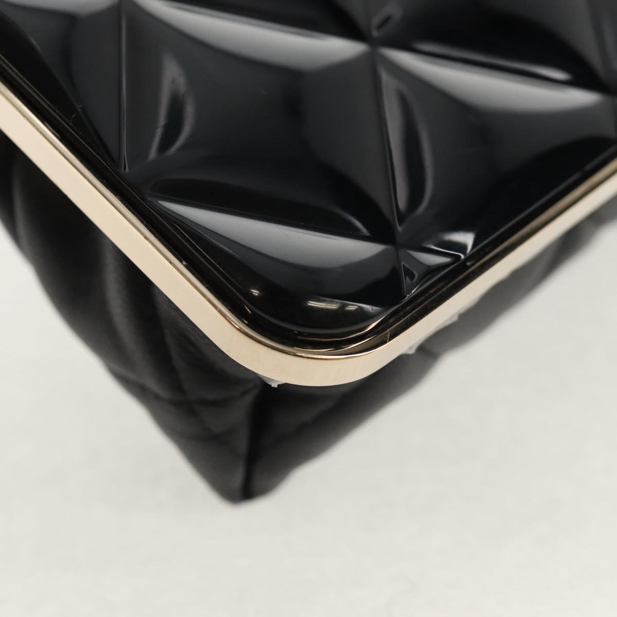 CHANEL Matelasse Chain Shoulder Bag Lamb Skin Black Gold CC Auth 144829AM