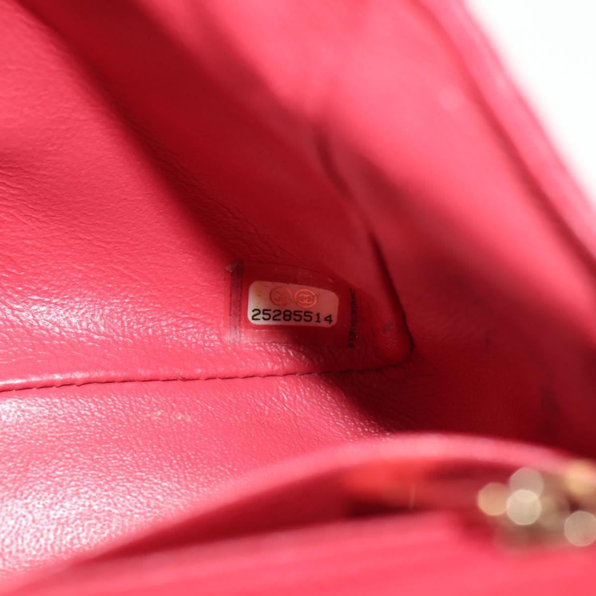 CHANEL Matelasse 17 Chain Shoulder Bag Lamb Skin Red Gold CC Auth 144831SAM