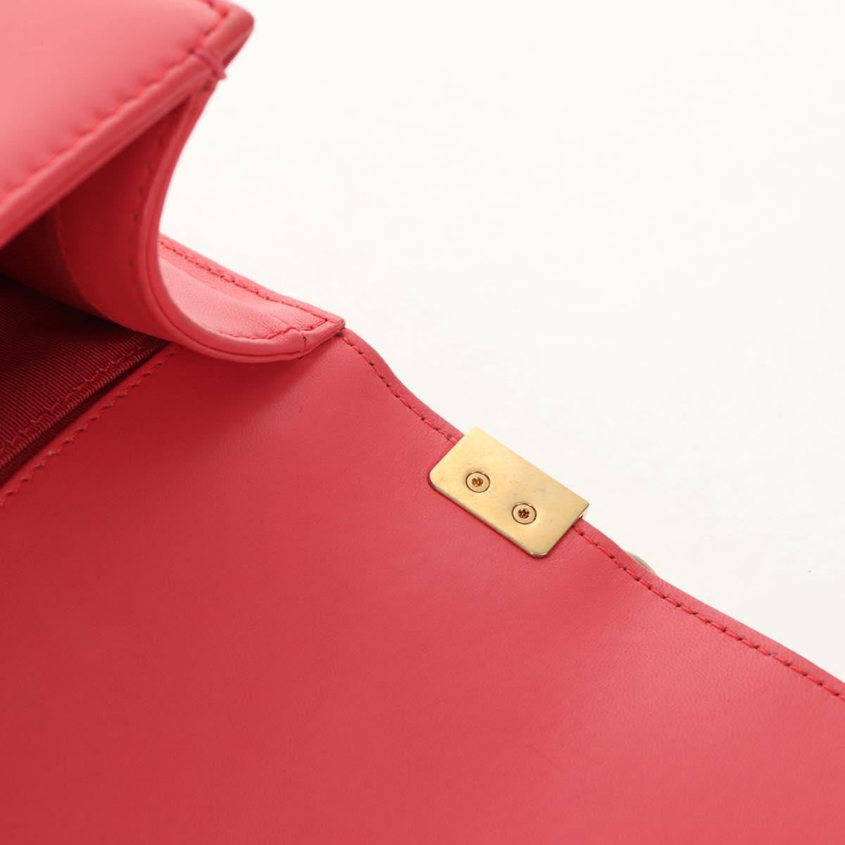 CHANEL Chain Matelasse Boy Chanel Bag Lamb Skin Pink Gold CC Auth 144832AM