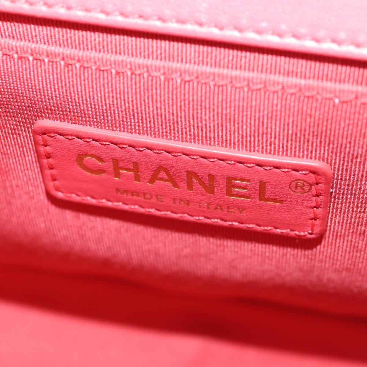 CHANEL Chain Matelasse Boy Chanel Bag Lamb Skin Pink Gold CC Auth 144832AM