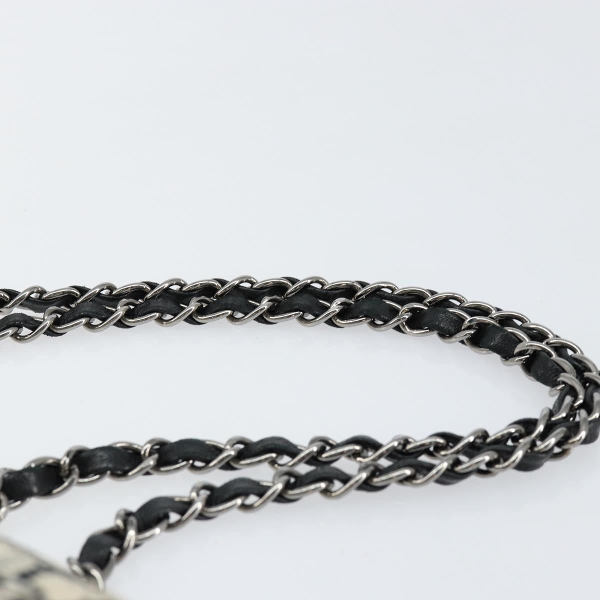 CHANEL Choco Bar Chain Shoulder Bag Satin Black Silver CC Auth 144833V