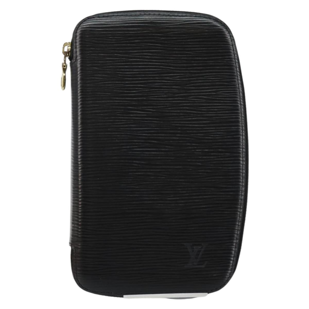 LOUIS VUITTON Epi Agenda Geode Travel Case Black M63872 LV Auth 144841