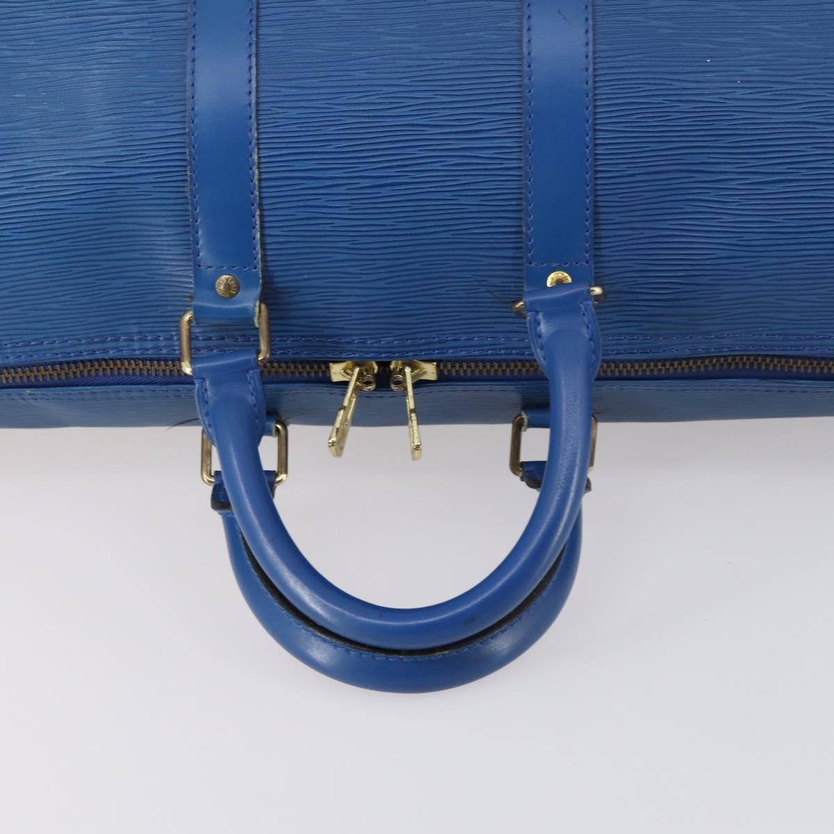 LOUIS VUITTON Epi Keepall 45 Boston Bag Blue M42975 LV Auth 144867
